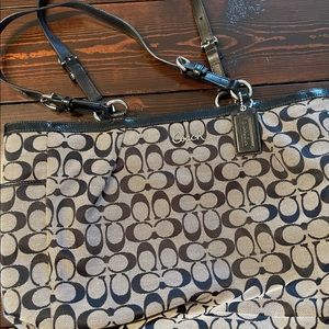 Grey and black Coach tote